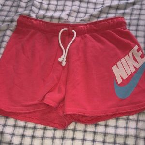 pink nike sweat shorts